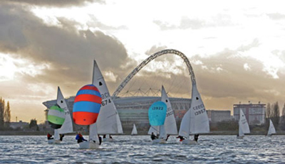 GP14 racing on the Welsh Harp