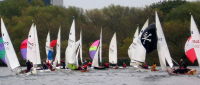 Sailboats racing at the Welsh Harp